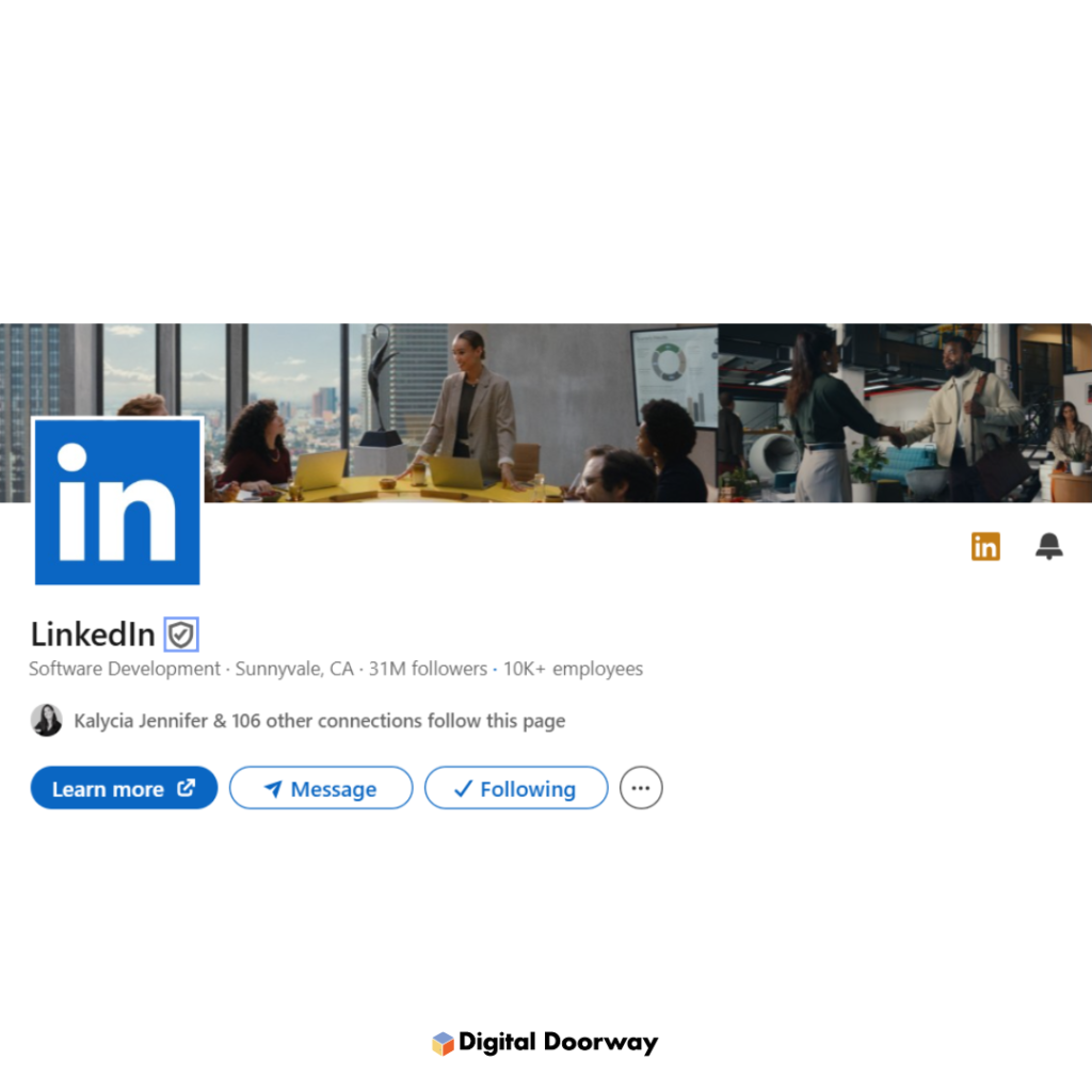 LinkedIn account verification example.