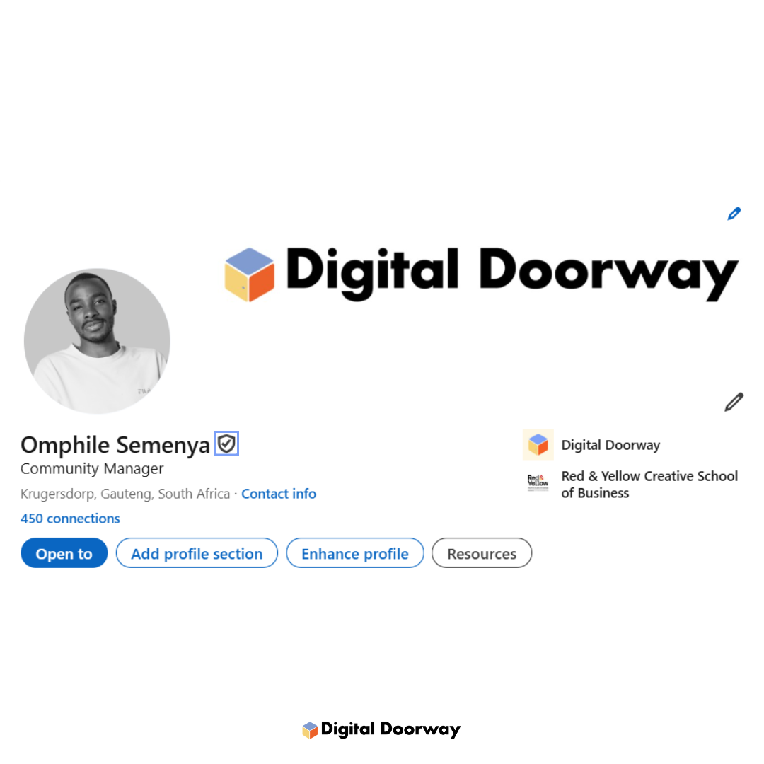 Omphile Semenya's personal LinkedIn account verification example.